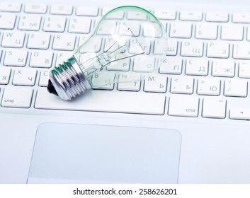 Light bulb and computer keyboard