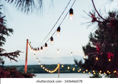 Light Bulb Decor In Outdoor Party, Wedding Party