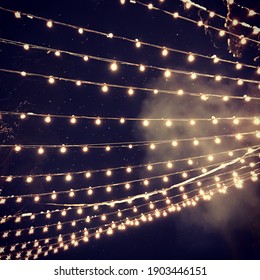 Light Bulb Decor, The String Of Lights On A Dark Background