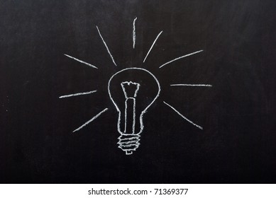 Light Bulb Drawn On Blackboard