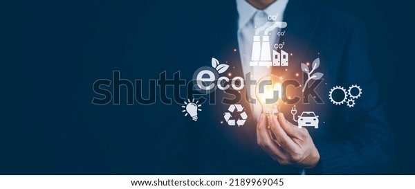 light bulb with energy worker interface,\
sustainable development with renewable energy icon,conservation of\
natural resources Environmental protection,electric car,\
powerplant, energy\
transmission