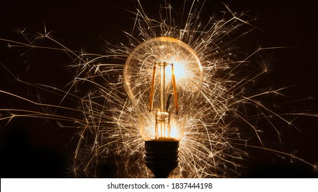 Light Bulb Exploding, Firework Behin A Lightbulb
