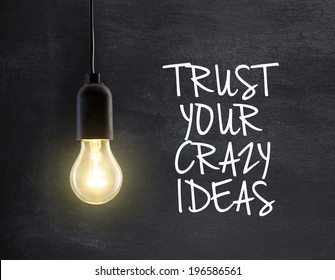 Light Bulb Lamp On Blackboard Background With Idea Quote