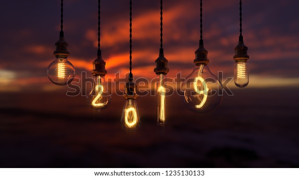 Light Bulb New Year 2019 Edison Stock Photo 1235130133 Shutterstock