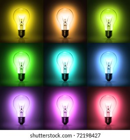 Light Bulb On Colorful Background