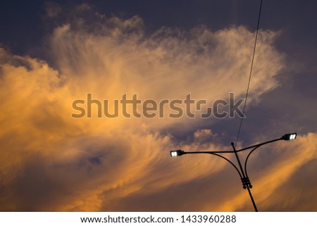 Similar – Lamps and electricity cables on sunset