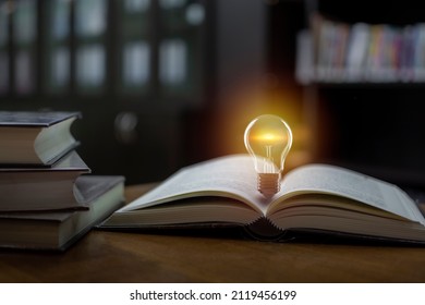 Light bulb on the open book, Idea concept for innovation idea, power of knowledge, power of reading, Self-learning, and education knowledge. - Shutterstock ID 2119456199