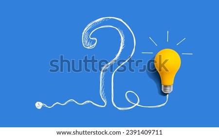 Light bulb and question mark - Flat lay