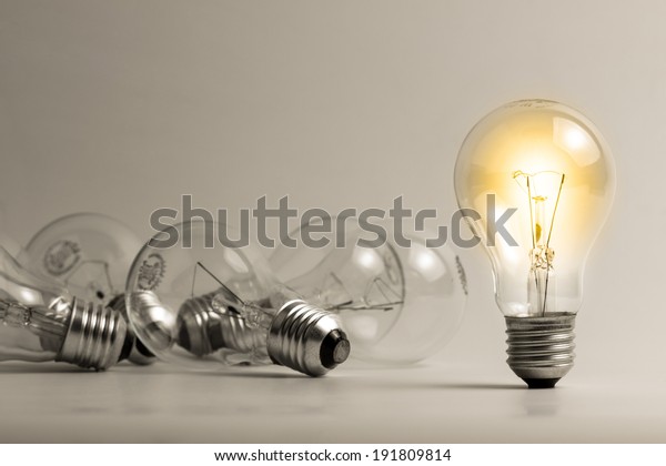 Light Bulb Shining Among Others Stock Photo (Edit Now) 191809814