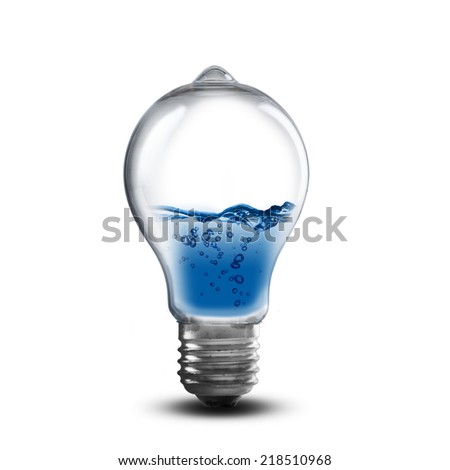 Light bulb water inside. Concept for environment conservation