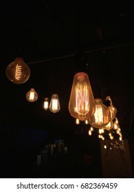 Light Bulbs In The Dark Room, Interior, Lighting Design