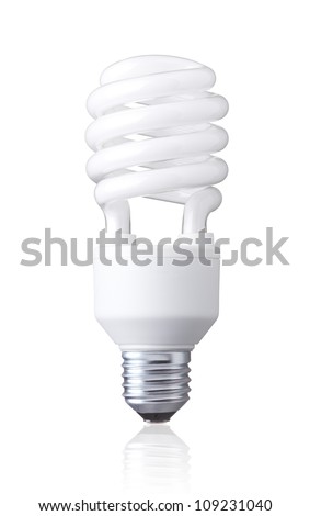 Light bulbs, Fluorescence or CFL bulb isolate on white background. White energy saving bulb, Illuminated light bulb, Realistic photo image.