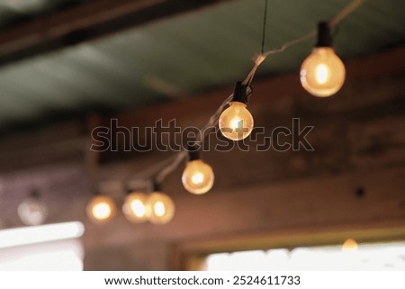 Light bulbs inside the rustic bistro in Laguna Philippines.