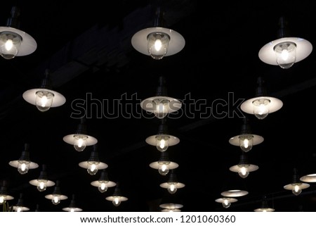 Light Bulbs Shades On Dark Background Stock Photo Edit Now