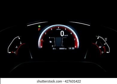 light with car mileage with black background