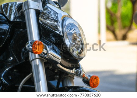 Similar – Motorcycle headlights with senior man steering