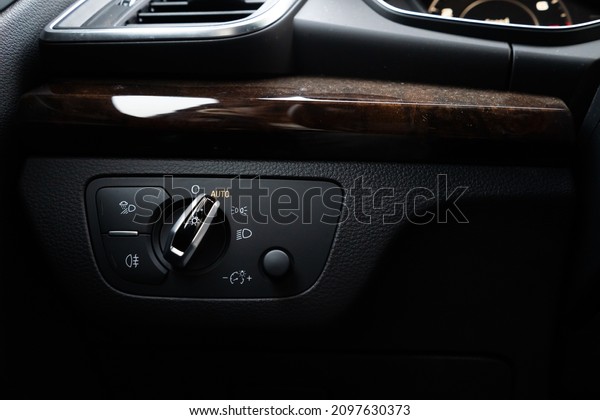 light control\
panel in a modern car\
close-up.