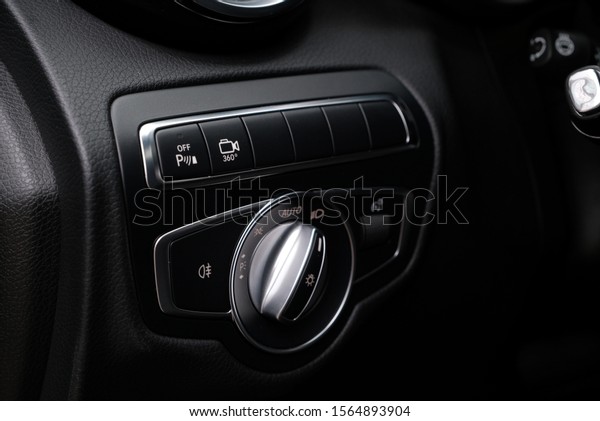 Light control\
unit in a premium car,\
close-up