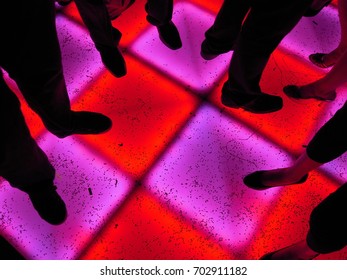 Light Up Dance Floor Red And Purple With Silhouettes