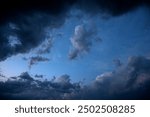 light and dark clouds with blue sky in the evening in summer before a thunderstorm