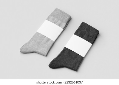 Light and dark grey socks mockup with blank label. - Shutterstock ID 2232661037