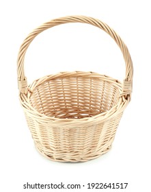 Light decorative wicker basket isolated on white