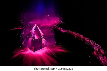 Light Drawing Of A Crystal Pyramid As A Background