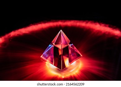 Light Drawing Of A Crystal Pyramid As A Background