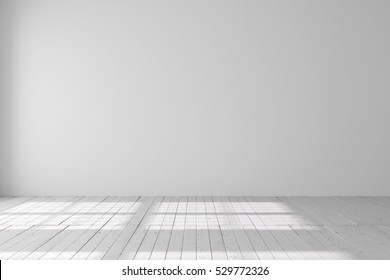 Light empty space with parquet floors. Mockup template for display or montage of product. Studio or office blank space. - Powered by Shutterstock