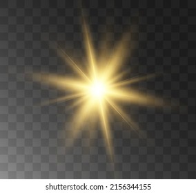 Light flare effect isolated on checkered  background. Lens flare, sparkles, bokeh, shining star with rays concept. Abstract luminous explosion