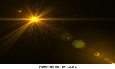 Digital Lens Flare Black Backgroundbeautiful Rays Stock Illustration ...