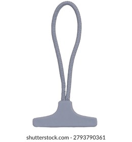 Light gray zipper pull tab with durable cord loop, isolated on a white background, designed for backpacks, jackets, luggage, and outdoor gear accessories