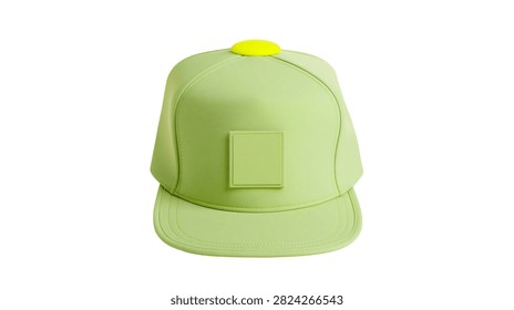 Light green baseball cap with flat brim and bright yellow button top