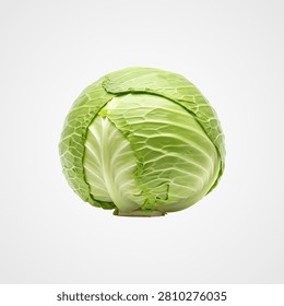Light green cabbage with visible layers on white background