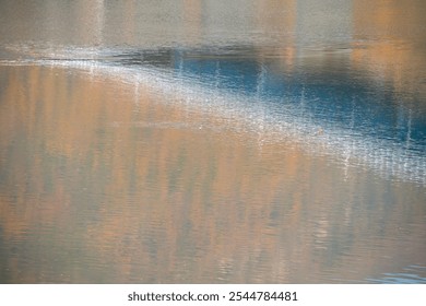 Light green lake surface pattern background image covered with ripples