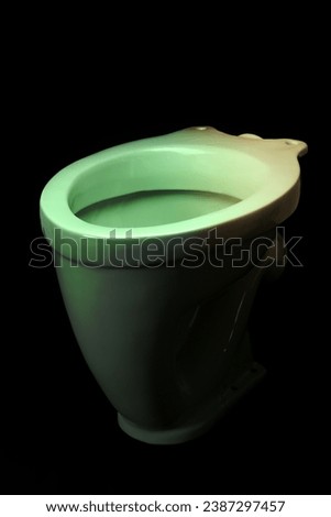 The light green toilet bowl, isolated on black background