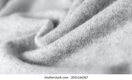 Light Grey Luxury Pure Cashmere Texture. Blurred Background With Copy Space. Trendy Ultimate Gray Color 2021 Year