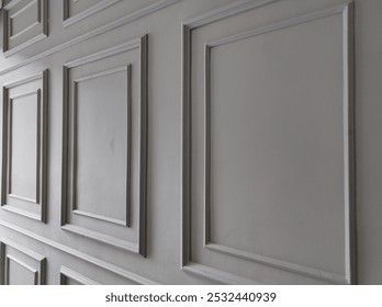 Light grey square shape wainscoting.