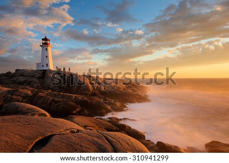 Light House at Peggy Cove at Sunset, Nova Scotia, Canada