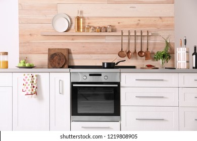 Light Modern Kitchen Interior With New Oven