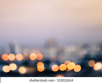 Light Night Bokeh City, Abstract Blue Background