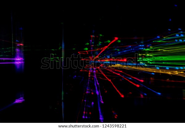 Light Painting Abstraction Moving Neon Colors Stock Photo