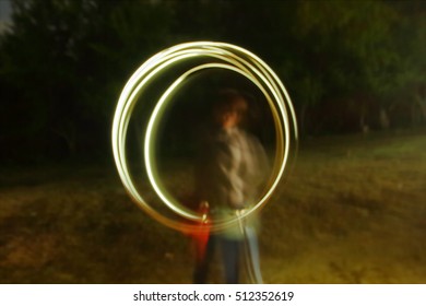 Light Painting As Circle Shape Symbol In The Dark