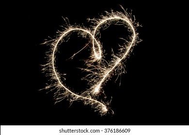 Light Painting Heart Shape Over Black