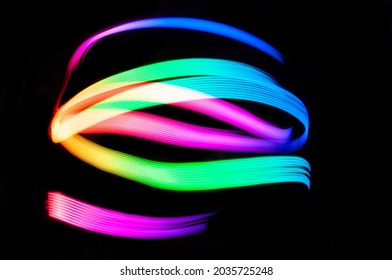 Light Painting Lines of Colour.LED lighting design style,night lights, drawing with LED lights,Storm of Light