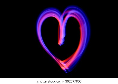 Light Painting Of A Love Heart