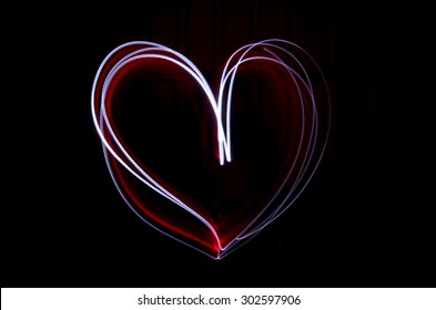 Light Painting Of A Love Heart