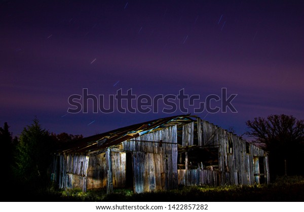 Light Painting Old Barn Purple Skies Stock Photo Edit Now 1422857282