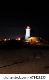 Light Painting Outside A Lighthouse 