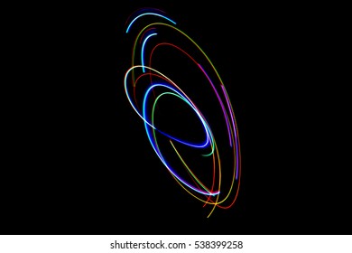 Light Painting. Swirl Trail Shutter Speed Effect. Shutter B